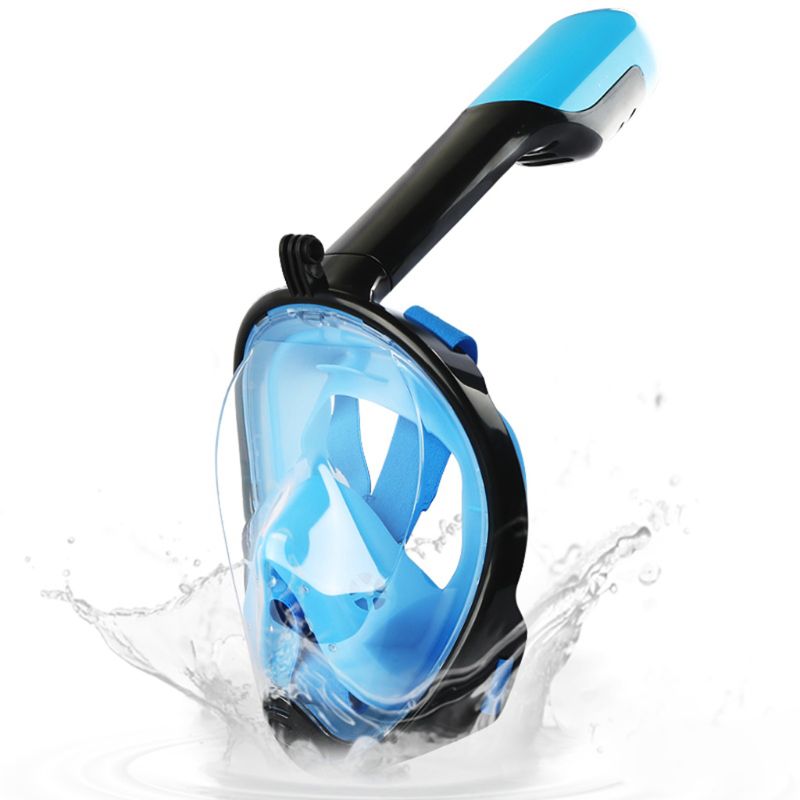 Diving Mask Full Face Snorkeling Mask Underwater Anti Fog Spearfishing Mask: Light Blue