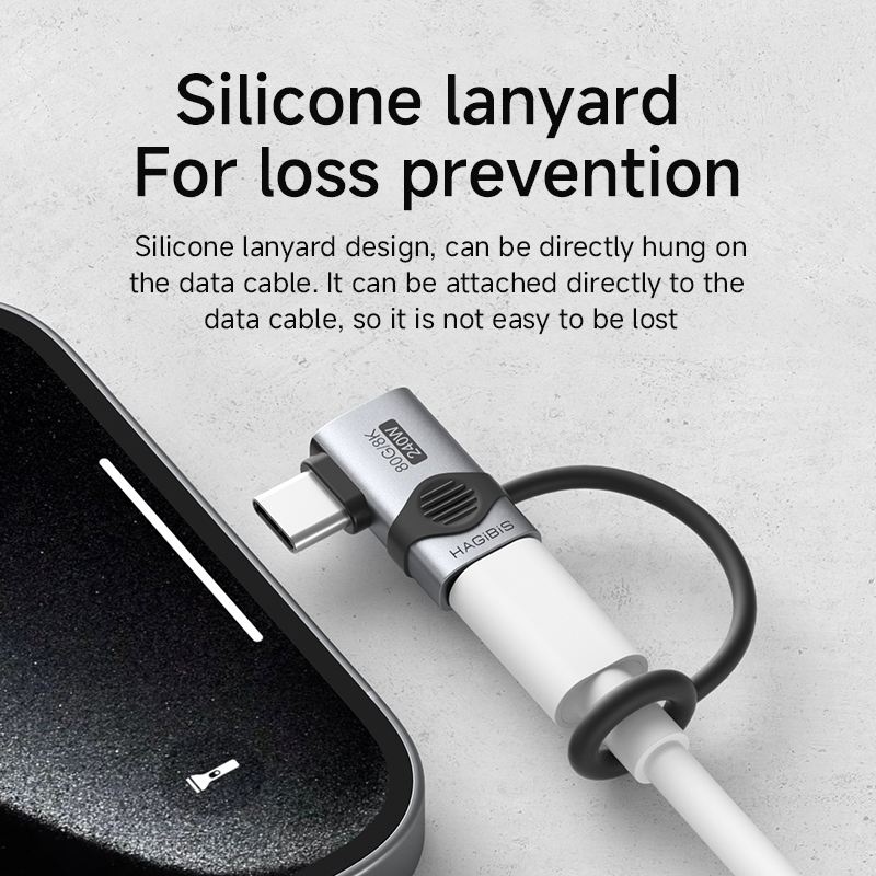 Hagibis-Adaptador USB C a C de 240W con cordón, convertidor de 80Gbps y 90 grados, adaptador USB4 de vídeo 8K para MacBook iPhone 16 Pro Tablet