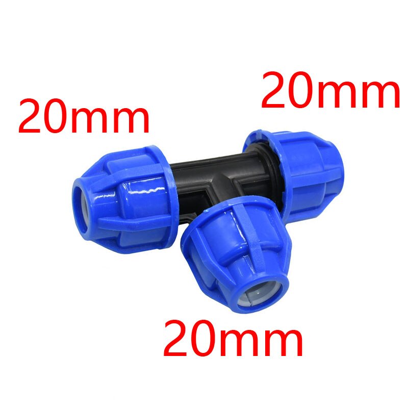 T-type 20mm 25mm 32mm pvc pe tube tee water splitter 1/2 3/4 1inch water pipe reducing tee connector 1pcs: 20x20x20
