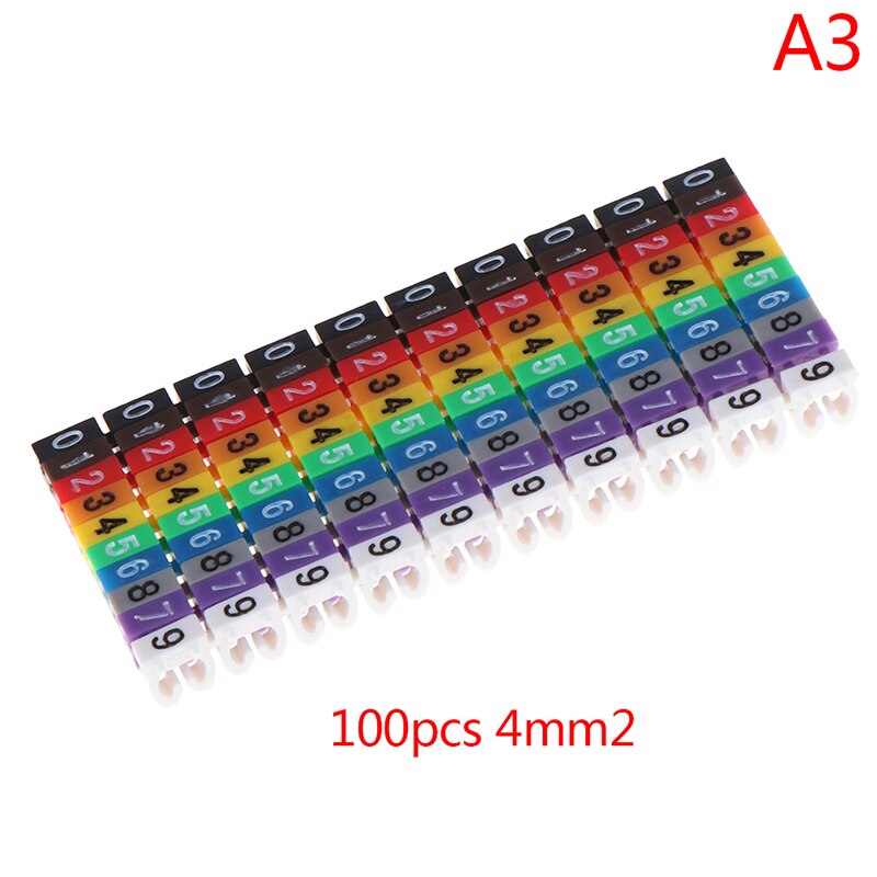 150 unids/lote marcadores de Cable coloridos tipo C Etiqueta de número de marcador para Cable de 2-3mm