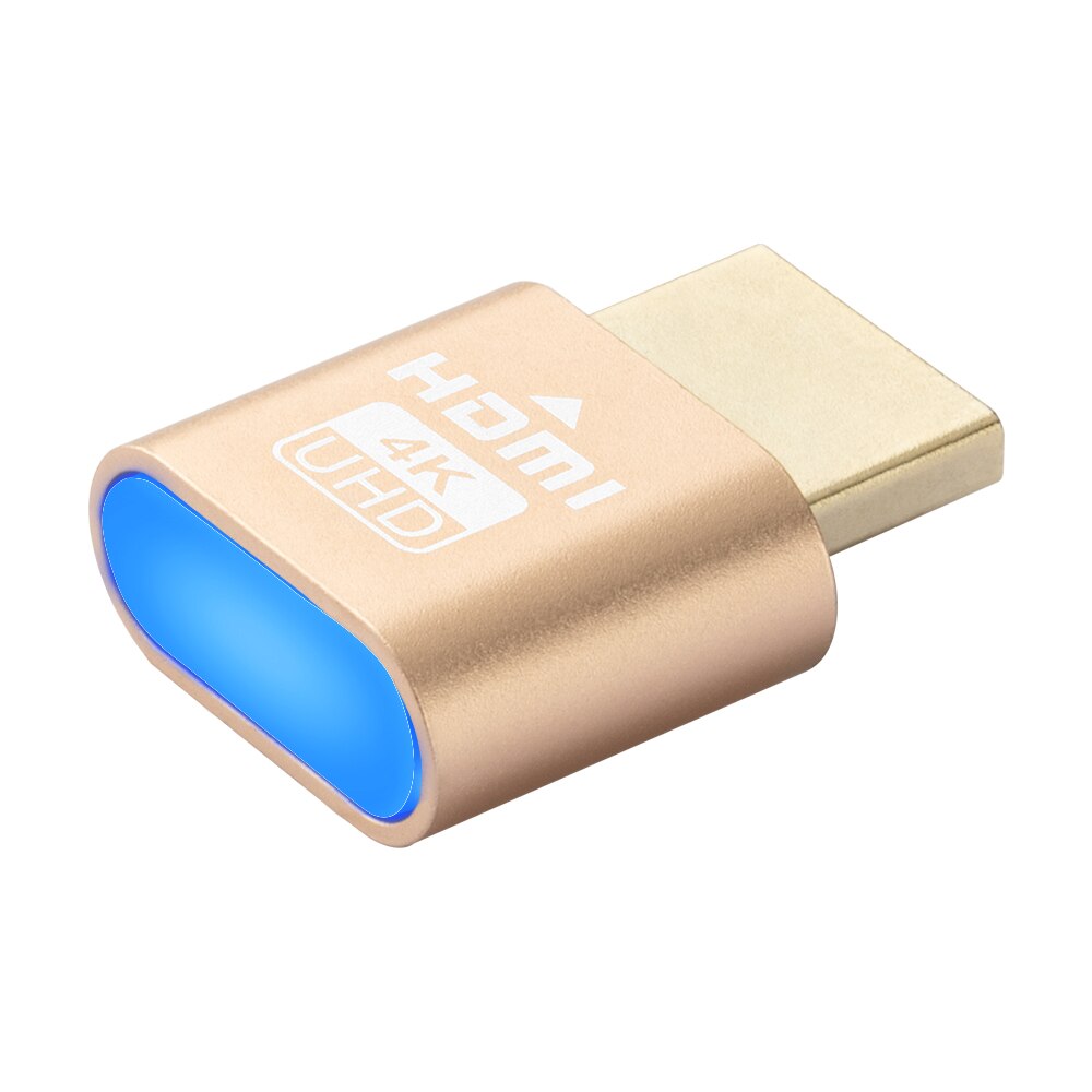 1-10 stk hdmi virtuell skjerm 4k hdmi ddc edid dummy plug skjerm med led cheat virtuell plugg hdmi dummy emulator adapter: 1 stk gylden