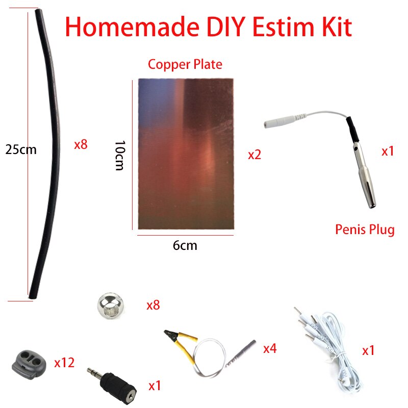 Homemade E-stim DIY Electric Shock Combination Kit for Adult Electrode Electrosex Gear Stimution Unit