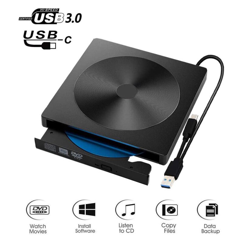Externe Dvd Drive Usb 3.0 Draagbare Cd/Dvd +/-Rw Drive/Dvd-speler Voor Laptop Cd rom Brander Compatibel Usb Cd Drive Video Spelers