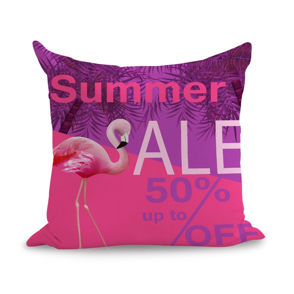Flamants roses Art été oreillers lin canapé siège coussin jeter oreiller décor à la maison