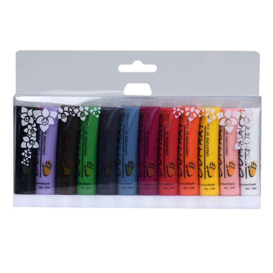 Doigt ange 12 pièces 12ml peinture à ongles Multi Surface 3D peinture OUMAXI Nail Art peinture 12 couleurs différentes outils de peinture à ongles