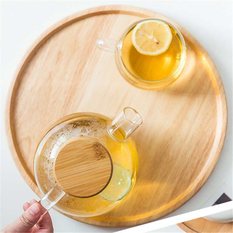 Bamboe Ronde Opbergbak Gebak Servies Eco Vriendelijk Houten Palletbord Keukengereedschap Theeblad Huisdecoratie 2024