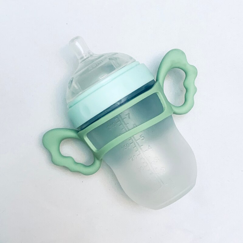 Baby Flasche Brust milch Breite Nacken Weiche Silikon Fütterung Container Baby Wasser Flasche freundlicher Pflege Flaschen silikon griff: Grün 250ml