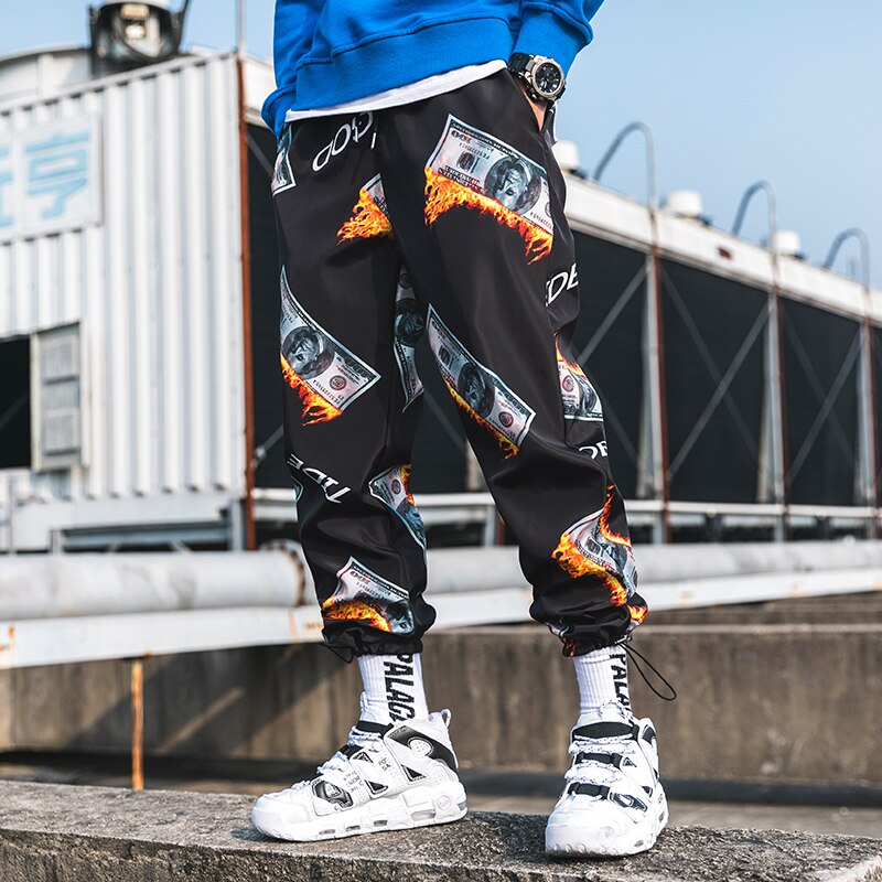 Streetwear joggers mænd hip hop ankellange bukser mænd casual print joggingbukser herre haremsbukser: Xxxl 80-86kg / Gul