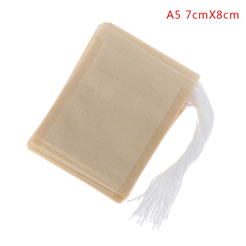 100 stk / parti papir teposer filtrerer tomme løbebånd teposer til urt løs te: A5
