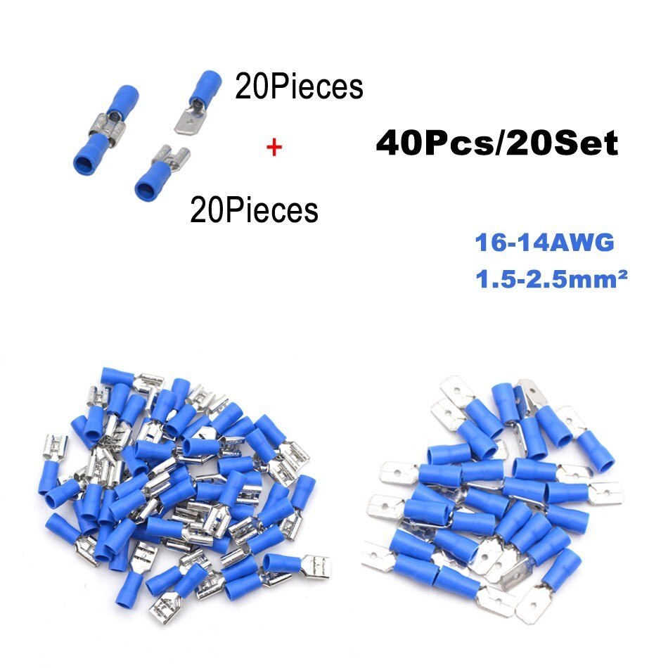 40 pièces 20 ensemble fil électrique connecteur mâle femelle sertissage isolation Nylon câble Terminal MDD FDD voiture terminateur