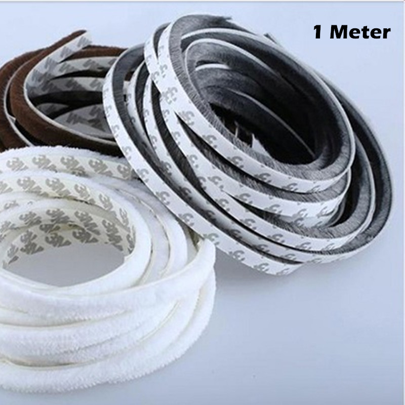 1 meters Self-adhesive Sealing Wind-proof Brush Strip For Home Door Window Sound Insulation Strip Gasket draught Excluder seal