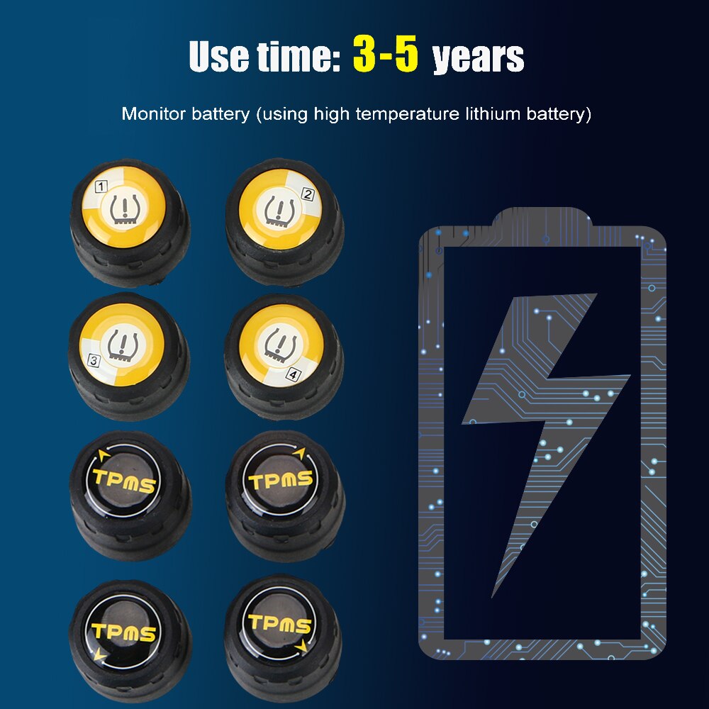 Android iOS BLE TPMS Universal Car Tire Pressure Sensor Waterproof External Alarm Tire Pressure Sensors Bluetooth 4.0 5.0