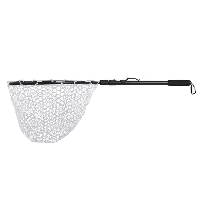 Fast Folding Hand Net Fishing Fly Fish Landing Net Trout Bass Soft Rubber Mesh Catch Release Net Aluminum Alloy Black