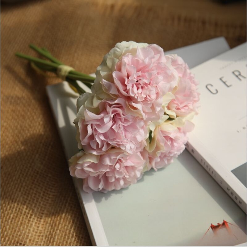 3 bundter kunstige pæoner boligindretning tilbehør blomsterarrangement borddækning bryllup diy indendørs møbler: 3