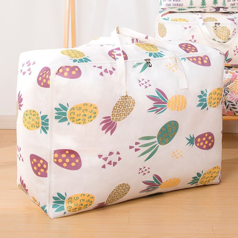 przechowywanie torba dla ubranie koc przenośny nie-tkane składanie ubranie poduszka kołdra koc przechowywanie skrzynka Organizer kreskówka wzorzec: wiosna ananas / S 55x35x20CM