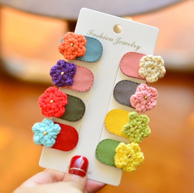 Girls Cartoon Animal Snap Hair Clips 8pcs/Set Suede Hairpins Kids Beads Small Barrettes Toddlers Child Hair Accessories: C-8PCS