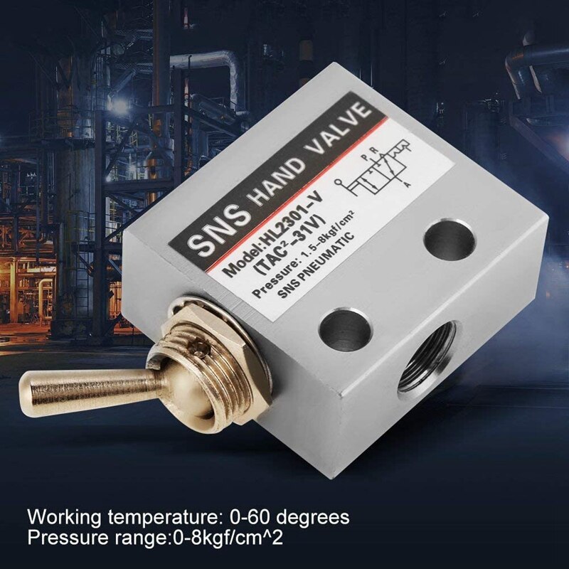 SNS-interruptor de palanca neumático de 3 posiciones y 2 puertos, válvula mecánica neumática, presión 0-8Kgf/cm², HL2301, G1/8