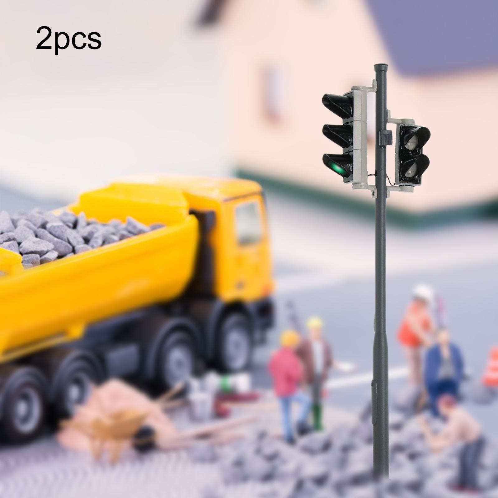 2x Plastic Model Traffic Light Road Crossing Block Signal Light Railway for Railroad Layout i Scale O Scale Ho Scale Oo Scale