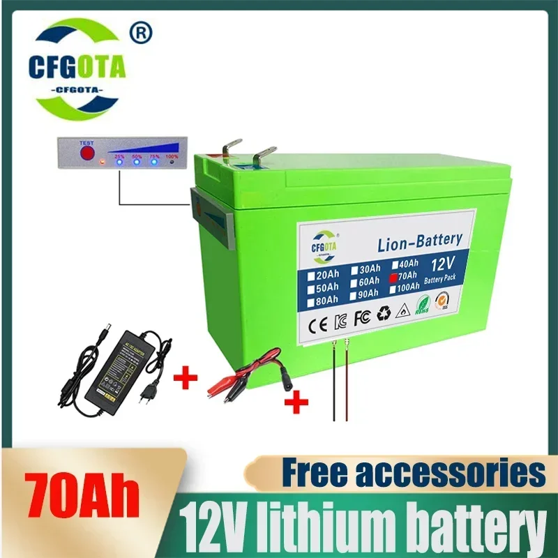 18650 3S6P 12V 100Ah Lithium Battery Pack,Built-in 30A BMS,For Solar Energy Electric Vehicle Li-ion Battery+12.6V Charger: GRAY