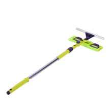 Glass Cleaning Tool Double-Sided Telescopic Rod Window Cleaner Squeegee Wiper Long Handle Rotating Head Brush Silicone Scrubbe