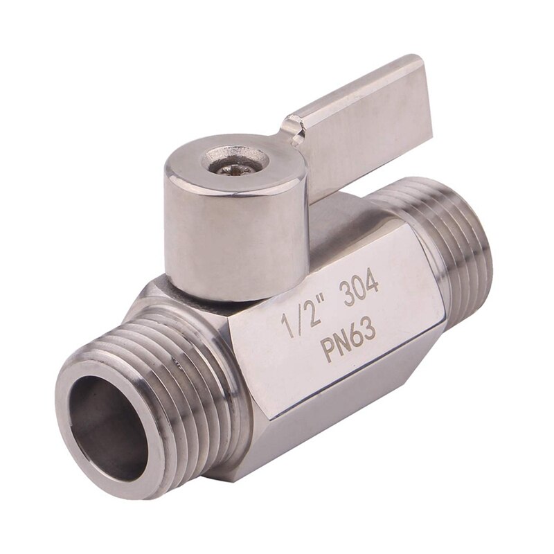 Stainless Ball Valve 1/2 Inch NPT Thread Male Small Mini Ball Valve Water Flow Regulator Head Control Valve