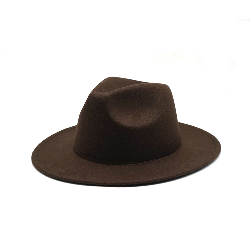Høst vinter dame filthatt fedoras hatter med stor brem for kvinner britisk stil vintage kirkehatter dame flat brem hvit jazz cap: 10