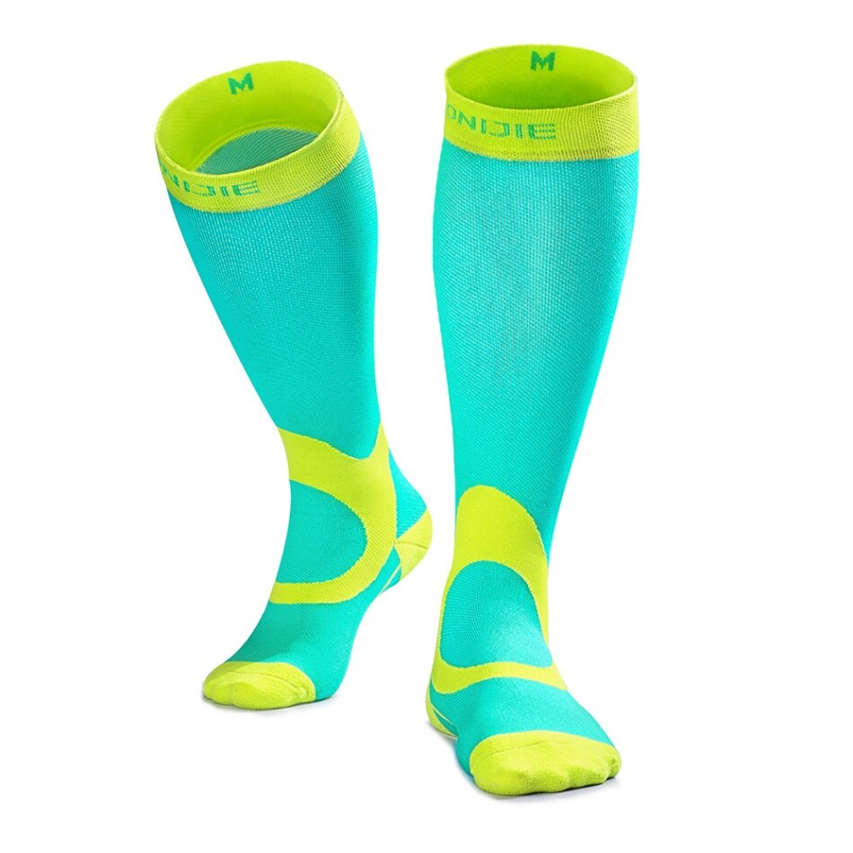 Graduated Compression Socks Men Women Running Marathon Hiking Recovery Stocking Sports Nursing Long Socks: Green / L