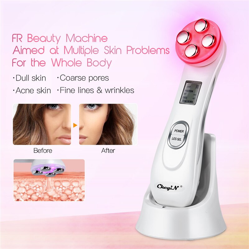 Ems Mesotherapie Rf Led Photon Draai Facial Massager + Ultrasone Huid Scrubber Diepe Gezicht Cleaning Pore Cleaner Schoonheid Machine
