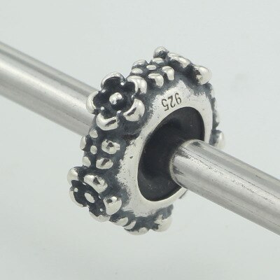 Authentic 925 Sterling Silver Spacer Stopper Heart Flower Bead Charm Fit European Style 3mm Bracelet Jewelry: TBS219-7