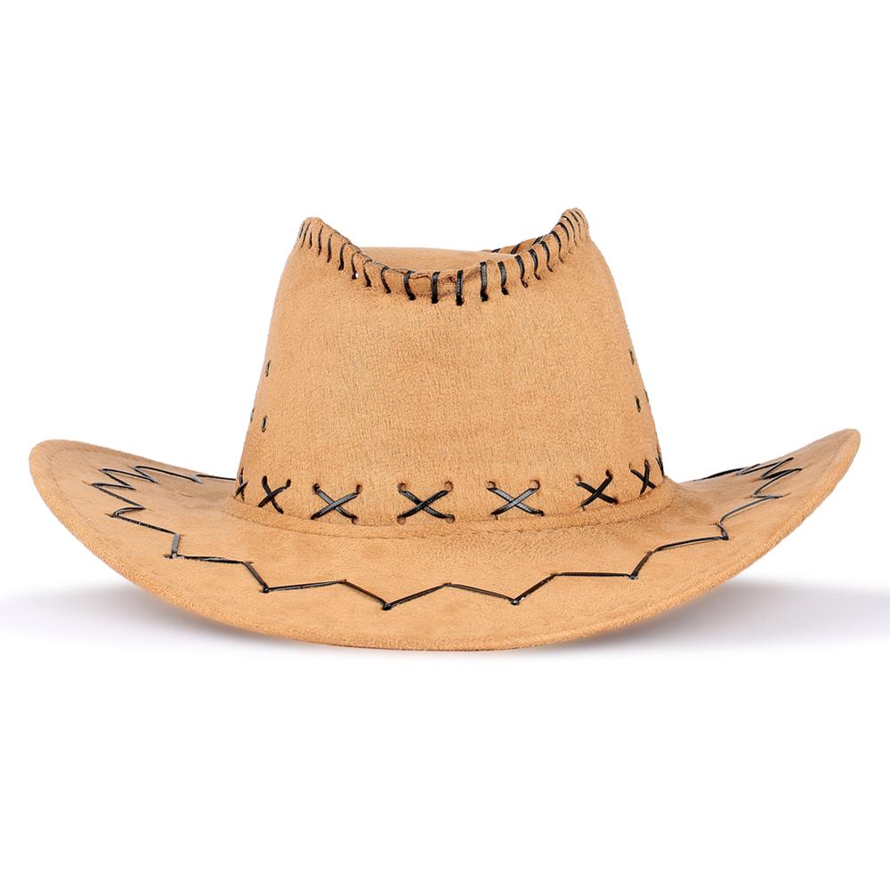 Chapéu de vaqueiro de couro masculino jazz sol tampões de topo plano ao ar livre ocidental grande brimmed preto chapéus para mulher inglaterra estilo