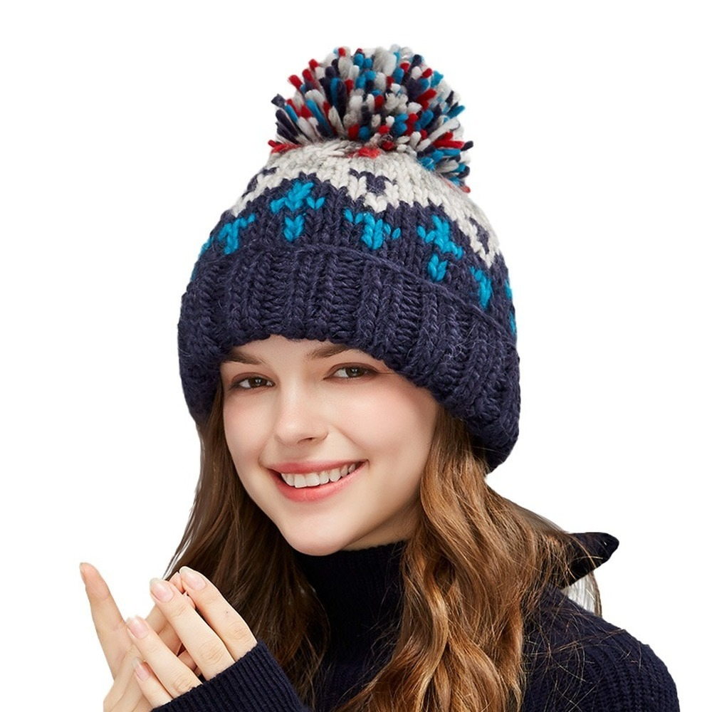 Kleurrijke Bont Pom Pom Gebreide Muts Kerst Hoed Met Bont Ballen Winter Wollen Hoed Unisex Warm Skullies Mutsen