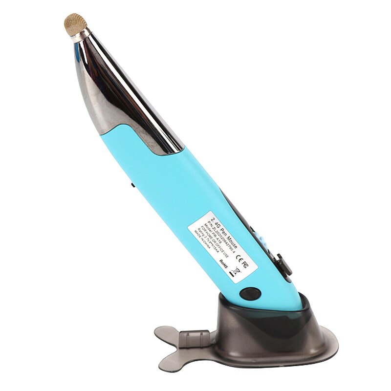 Bolígrafo ratón inalámbrico en forma de pluma Vertical, bolígrafo ratón óptico inalámbrico USB, 2,4G, 4 botones, para ordenador de escritorio/portátil: Blue