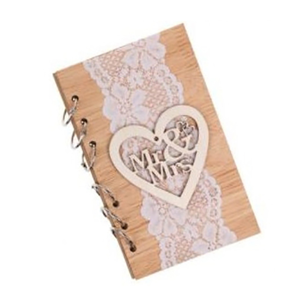 Årsdagen dekoration agenda för bröllopspar, anteckningsbok trä anteckningsbok