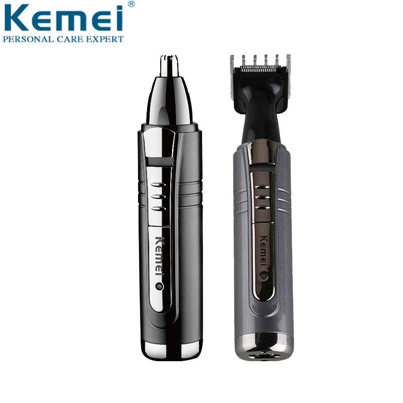 Kemei-tondeuse pour le nez et l'oreille électrique 2 en 1 pour hommes, outils de soins du visage, petite tondeuse avec Guides de coupe