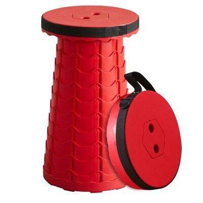Silla plegable telescópica portátil para exteriores, taburete de plástico ajustable en altura, asiento pequeño para acampar, pescar y salir: Red