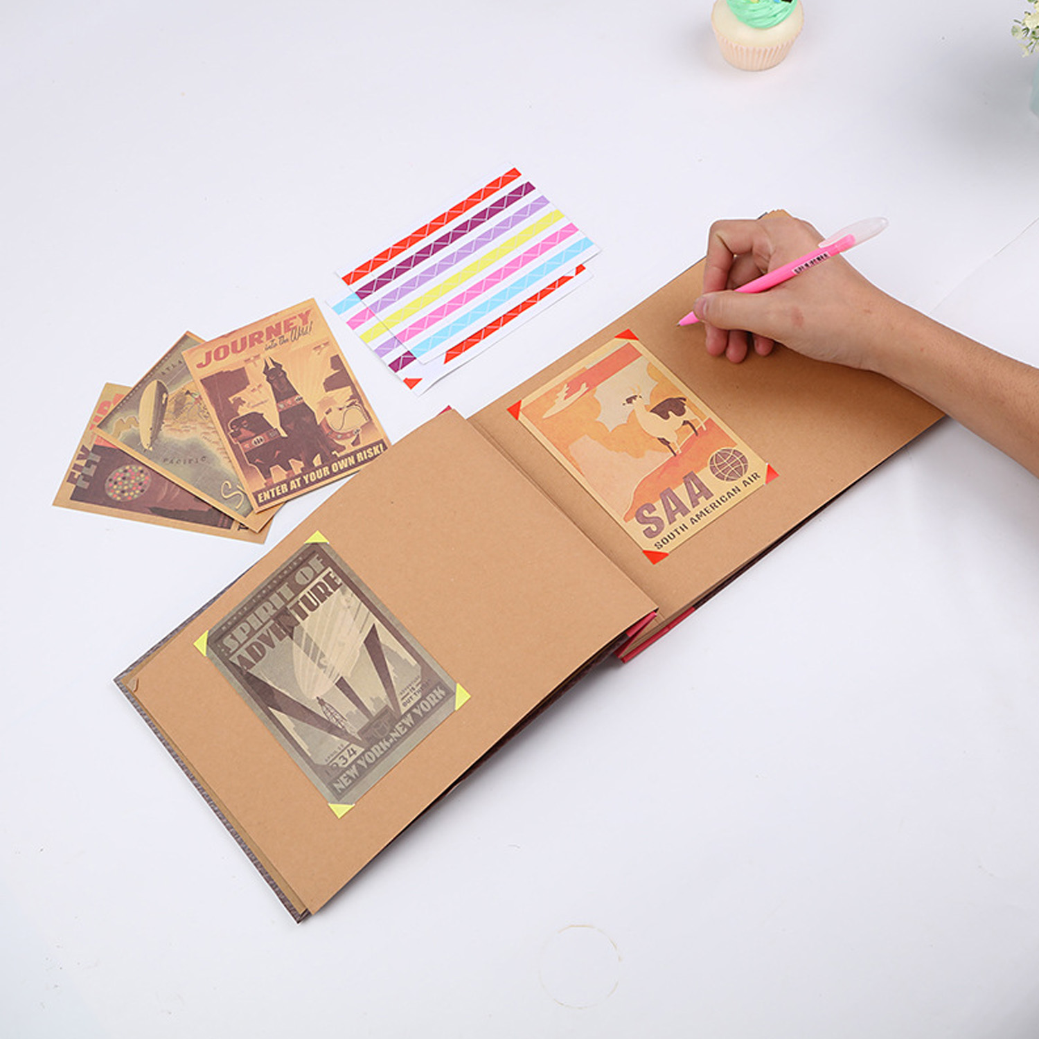 40 hojas nuestro libro de aventuras hecho a mano DIY familia foto de libro de recuerdos álbum con 2 hojas pegatinas de esquina 3 uds postales cumpleaños