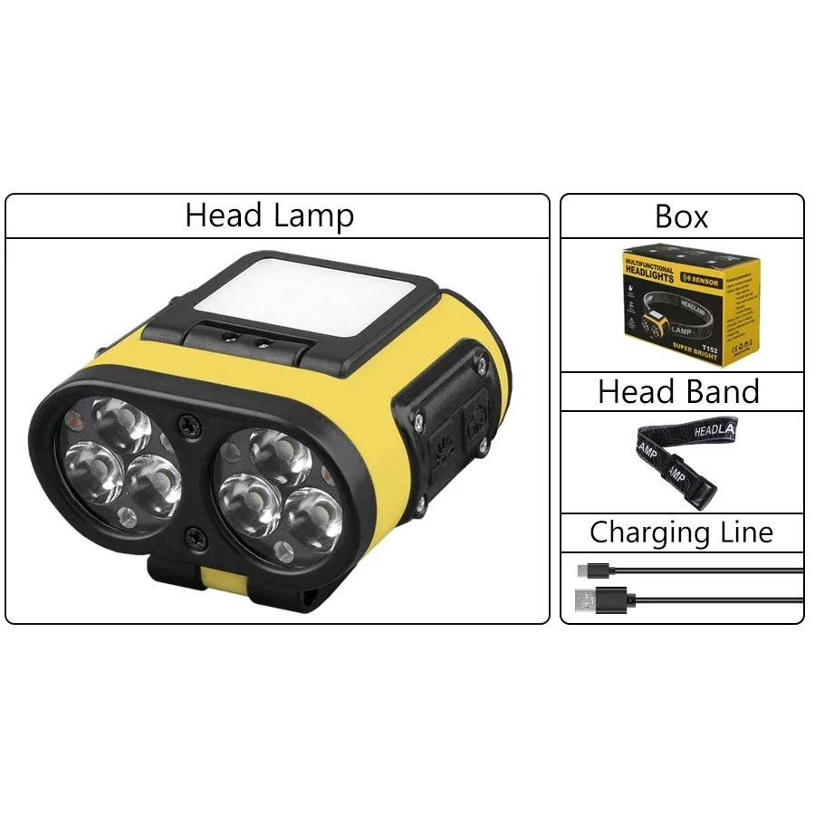 Ultralys mini ledet-hodelykt oppladbar sensor kolbe ledet-hodelykt med hetteklips hodelykt innebygd batteri smd ledet-hodelykt: Grønn