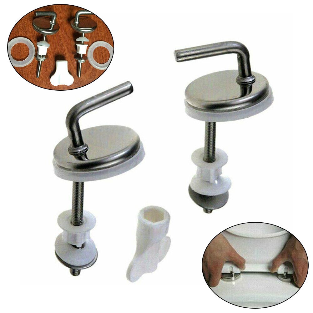 2pcs Toilet Seat Hinge Flush Toilet Cover Mounting Connector Toilet Lid Hinge Mounting Fittings Replacement Parts