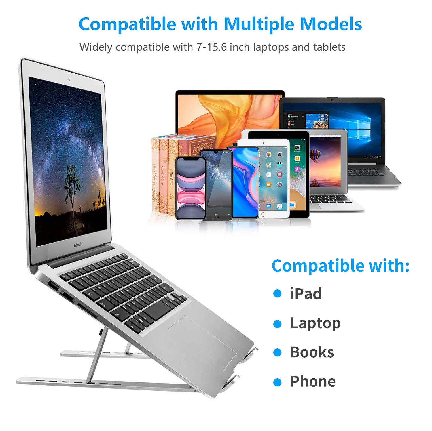 Iwongou support laptop aluminium adjustable notebook support base holder laptop base stand for bed working from home