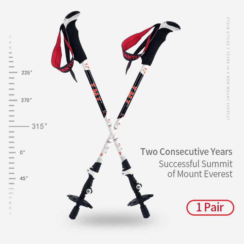 TMT Trekking Pole Mount Everest Hiking Walking Stick Strong Lightweight Aluminum Sticks Adjust Flip-Lock Portable Cane Holder: 1 Pair
