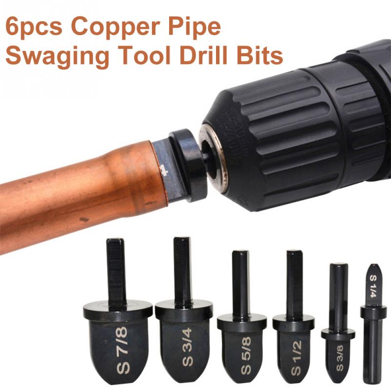 6Pcs Multifunctionele Koperen Pijp Swaging Hulpmiddel Boor Set Draagbare Lager Staal