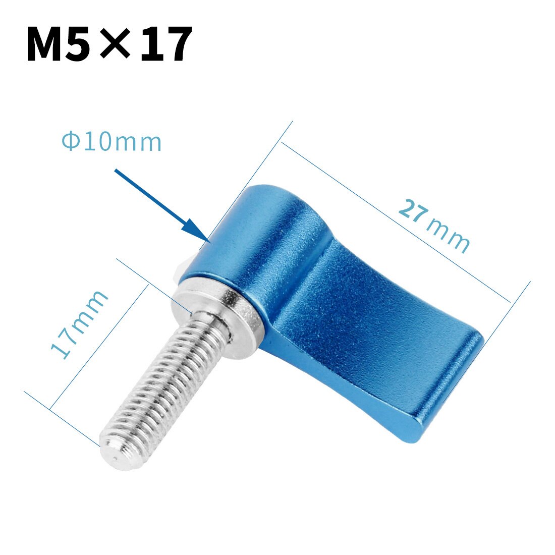 1x M4 M5 1/4 "tornillo de acero inoxidable 304 12mm 17mm 20mm ajustable abrazadera bloqueo adaptador en forma de L Llave. Accesorios de la cámara: M5 x17mm Blue