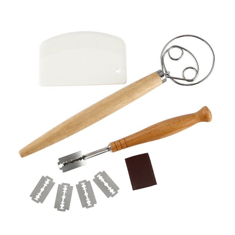 Deense Deeg Garde Brood Mixer Set Haak Nederlandse Garde Rvs Brood Slicer Deeg Schraper Bladen Voor Brood Deeg: Donker Kaki