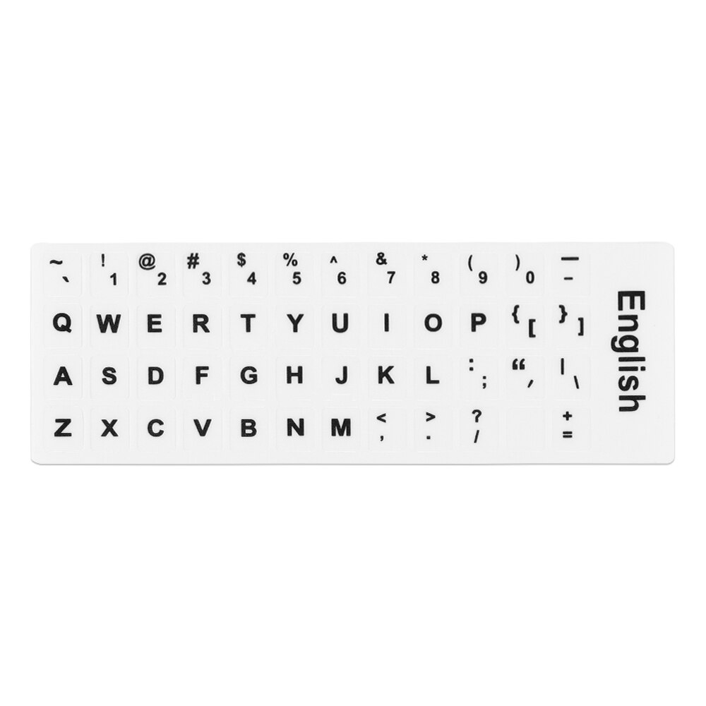 Luminous Keyboard Stickers Laptop PC Letter Alphabet Spanish/English/Russian/Arabic/French Language Keyboard Protective Film: White English