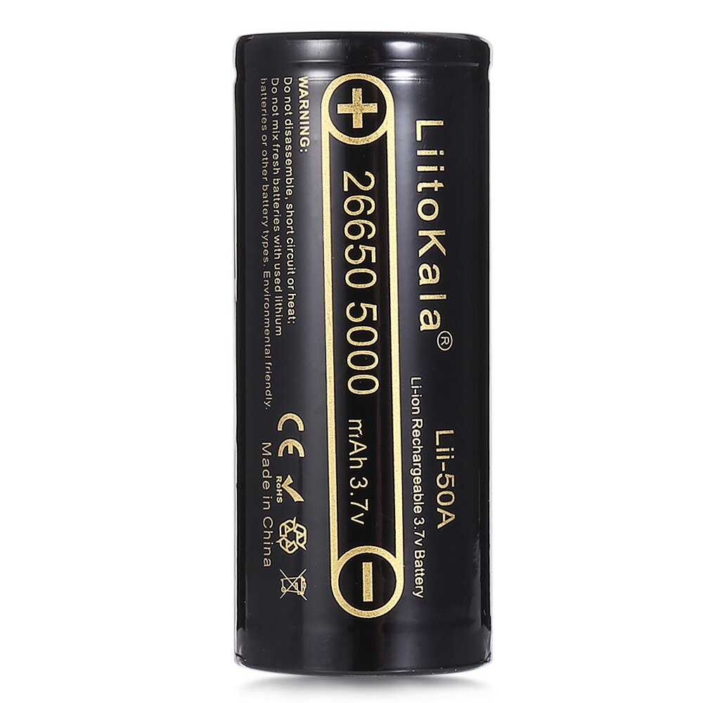 LiitoKala Lii-50A 26650 5000 mAh 26650-50A li-ion 3.7V Oplaadbare Batterij voor zaklamp 20A verpakking