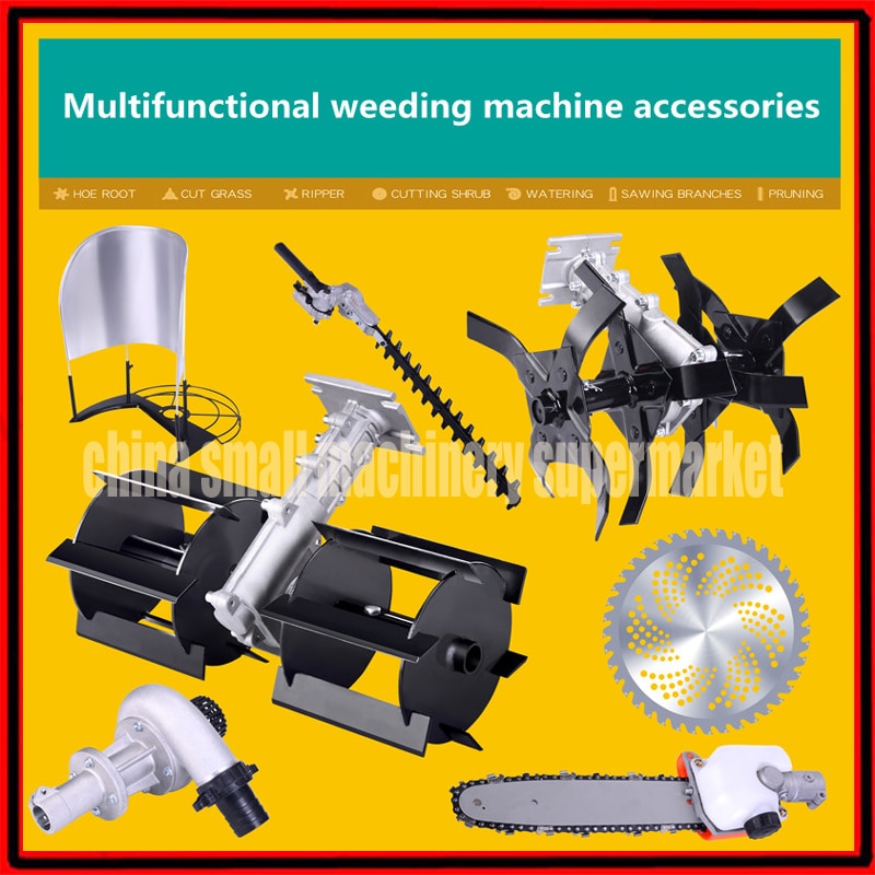 Mini Tine Tuin Cultivator Helmstok Roterende Schoffel Mini Cultivator Pro Plant Machine hoofd 26/28mm 7/9 tanden hoofd onderdelen farm gereedschap