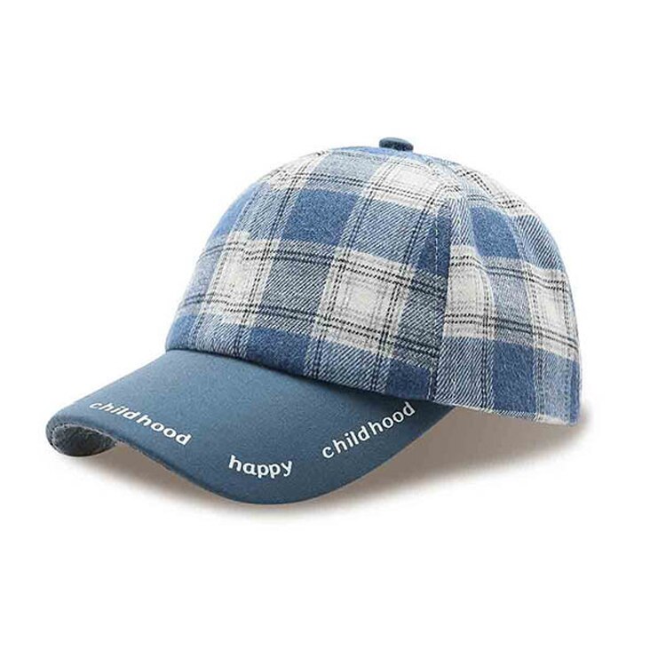 Plaid Baby Summer Hat Soft Cotton Adjustable Kids Baseball Cap For Baby Boy Girls Peaked Caps Children Snapback Hip-Hop Sun Hat: blue