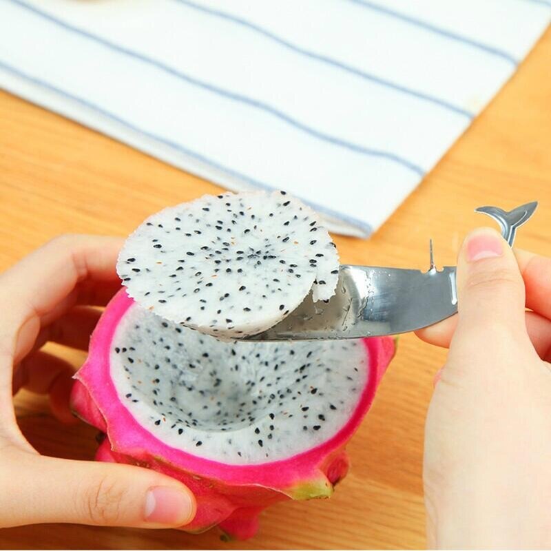 Stainless Steel Whale-Shaped Passion Fruit Open Skin Maker Dragon Fruit Spoon Household Opening Tools Fruit Splitter