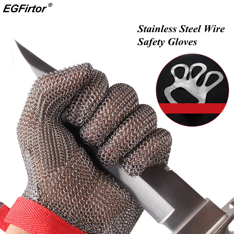 5 niveau Anti-snijden Werk Handschoenen Roestvrij Staaldraad Veiligheidshandschoenen Veiligheid Steekwerende Werkhandschoenen Cut Metal