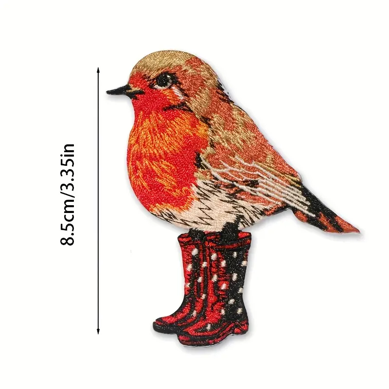 Parche bordado de pájaro bonito con botas, insignia de Animal natural, artesanal, parches para planchar para ropa, gorra, bolsa, chaqueta, sombrero de camionero, 1 ud.